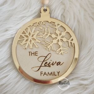 Personalized custom wood & acrylic Engraved Christmas ornament with family name